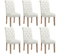 Yaheetech Juego de 6 Sillas de Comedor Silla Acolchada de Tela Beige