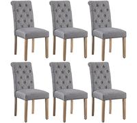 Yaheetech Juego de 6 Sillas de Comedor Silla Acolchada de Tela Gris Oscuro