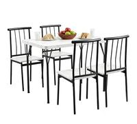 Yaheetech Juego Mesa y 4 Sillas de Comedor Madera 110X70 cm Blanco/Negro