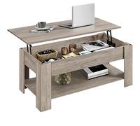 Yaheetech Mesa Centro Elevable con Estante Mesa Café con Revistero