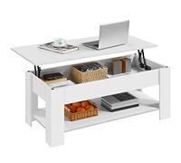 Yaheetech Mesa Centro Elevable con Estante Mesa Café con Revistero
