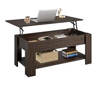 Yaheetech Mesa Centro Elevable con Estante Mesa Café con Revistero