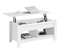 Yaheetech Mesa de Centro Elevable Blanco Mesa de Café con Compartimento Abierto Mesa de Centro Auxiliar Moderno Blanco