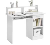 Yaheetech Mesa Ordenador con Cajón Escritorio Oficina con Estantería Blanco