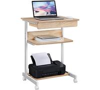 Yaheetech Mesa Ordenador Portátil con Ruedas, 79,5x56x51cm, Roble Claro