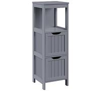 Yaheetech Mueble Auxiliar 30x30x89cm Armario de Columna con 2 Cajones, Cajonera Estrecha para Cocina, Sala de Estar y Cuarto Baño Gris