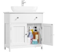 Yaheetech Mueble bajo del Lavabo de Madera Armario de Baño de Suelo con Pies 1 Cajón y 2 Puertas Correderas 60x30x60 cm Blanco
