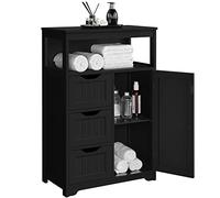 Yaheetech Mueble Baño de Madera Armario Auxiliar Negro 55,5x29,5x86,5cm