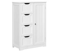 Yaheetech Mueble de baño Independiente para Ahorrar Espacio, Mueble Multiusos de Suelo de Madera, 56 x 30 x 82 cm, con 4 cajones y Estante Ajustable Blanco para Cocina, salón o Pasillo