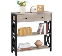 Yaheetech Mueble Entrada Recibidor Mesa de Consola de 3 Niveles Mesa Recibidor Auxiliar de Industrial para Sofá Pasillo 80 x 29,5 × 81cm Gris