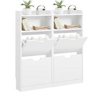Yaheetech Mueble Zapatero Estrecho Armario con 4 Cajones Abatibles Blanco