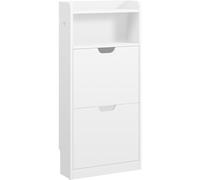 Yaheetech Mueble Zapatero Estrecho con 2 Solapas 50 x 17 x 108 cm Blanco