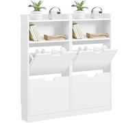 Yaheetech Mueble Zapatero Estrecho con 4 Solapas 100 x 17 x 108.5 cm Blanco