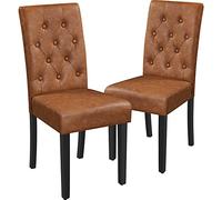 Yaheetech Pack de 2 Silla Comedor Silla Alchoada Respaldo Alto Marrón Claro