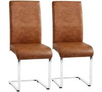 Yaheetech Pack de 2 Sillas de Comedor Cocina Moderna Tapizada Marrón Retro