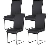 Yaheetech Pack de 4 Sillas de Comedor Cocina Moderna Tapizada de Negra