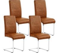 Yaheetech Pack de 4 Sillas de Comedor Cocina Moderna Tapizada Marrón Retro