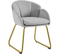 Yaheetech Silla de Comedor en Forma de Flor, Tapizada en Terciopelo, Gris