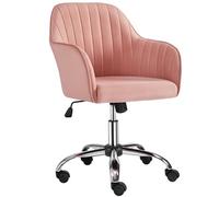 Yaheetech Silla de Oficina con Respaldo Ancho Tapiaza en Tela Rosa