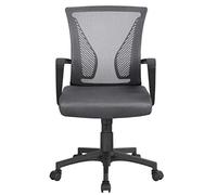 Yaheetech Silla de Oficina con Ruedas Regulable en Altura Gris Oscuro