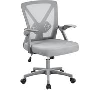 Yaheetech Silla de Oficina con Soporte Lumbar Reposabrazo Ajustable Gris