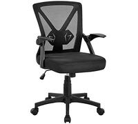 Yaheetech Silla de Oficina con Soporte Lumbar Reposabrazo Ajustable Negra