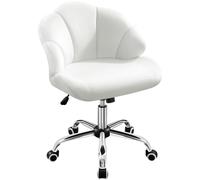Yaheetech Silla de Oficina Despacho Terciopelo sin Reposabrazo Blanco