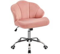 Yaheetech Silla de Oficina Despacho Terciopelo sin Reposabrazo Rosa
