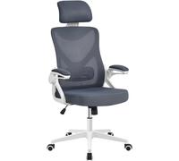 Yaheetech Silla de Oficina Ergonomica con Soporte Lumbar Blanco Gris