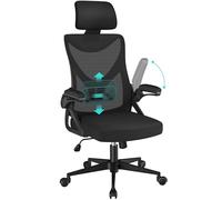 Yaheetech Silla de Oficina Ergonomica con Soporte Lumbar Escritorio Negro