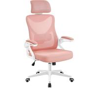 Yaheetech Silla de Oficina Ergonomica con Soporte Lumbar Escritorio Rosa