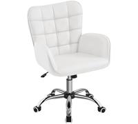 Yaheetech Silla de Oficina Ergonómica Reclinable con Ruedas Blanca