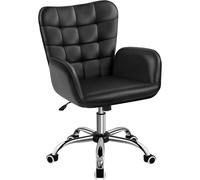 Yaheetech Silla de Oficina Ergonómica Reclinable con Ruedas Negra