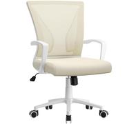 Yaheetech Silla de Oficina Escritorio con Ruedas Regulable en Altura Beige