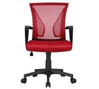 Yaheetech Silla de Oficina Escritorio con Ruedas Regulable en Altura Rojo
