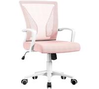 Yaheetech Silla de Oficina Escritorio con Ruedas Regulable en Altura Rosa