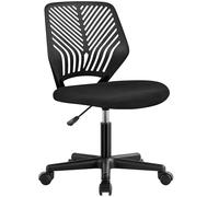 Yaheetech Silla de Oficina Escritorio con Ruedas sin Reposabrazo Negro
