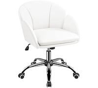 Yaheetech Silla de Oficina Piel Sintética con Respaldo para Estudio Blanca