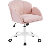 Yaheetech Silla de Oficina Silla de Tela con Respaldo Silla Base Blanca