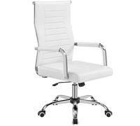 Yaheetech Silla Ergonómica Escritorio con Respaldo Alto Carga 136 kg Blanco