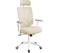 Yaheetech Silla Escritorio Ergonomico con Respaldo Bloqueable Beige
