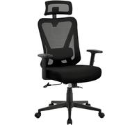 Yaheetech Silla Escritorio Ergonomico con Respaldo Bloqueable Negro