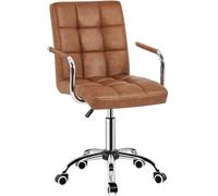 Yaheetech Silla Escritorio Oficina Altura Ajustable Silla Giratoria Marrón