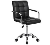 Yaheetech Silla Escritorio Oficina Altura Ajustable Silla Giratoria Negra