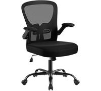 Yaheetech Silla de Oficina con Ruedas Negra Silla Ergonomica con Reposabrazo Ajustable Silla de Escritorio Despacho Silla de Malla