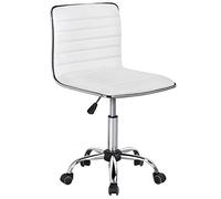 Yaheetech Silla Oficina con Ruedas Sin Brazos Giratorias Silla Blanca