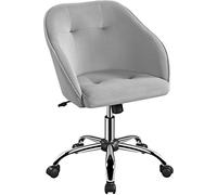 Yaheetech Silla Oficina Tela con Ruedas Giratoria de 360° Silla Gris Claro