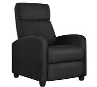 Yaheetech Sillón Reclinable Silla Masaje Butaca para el Salón Sofa Relax Domitorio Sillones Grandes con 3 Posiciones Ajustable Negro Tejido de Poliéster
