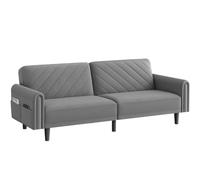 Yaheetech Sofá Cama 2 Plazas Plegable 176x98 cm, Tela Acolchada,Gris Oscuro | Bolsillo lateral, patas negras, carga máxima 360 kg, dimensiones 176 x 98 cm, diseño convertible para salón