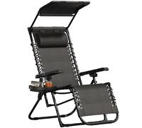 Yaheetech Tumbonas Jardin Exterior, Tumbonas Plegables con Reposacabezas y Parasol, Soportado 115 kg, para Piscina, Jardín, Tumbona Piscina Resistente a Intemperie, Gris Oscuro